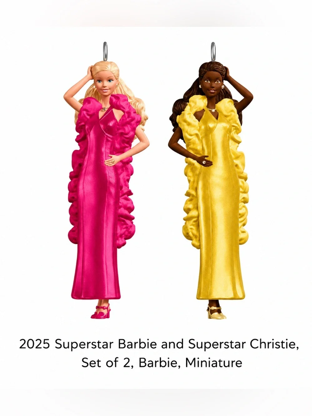 2025 Hallmark Keepsake Superstar Barbie & Christie Mini Ornament Set